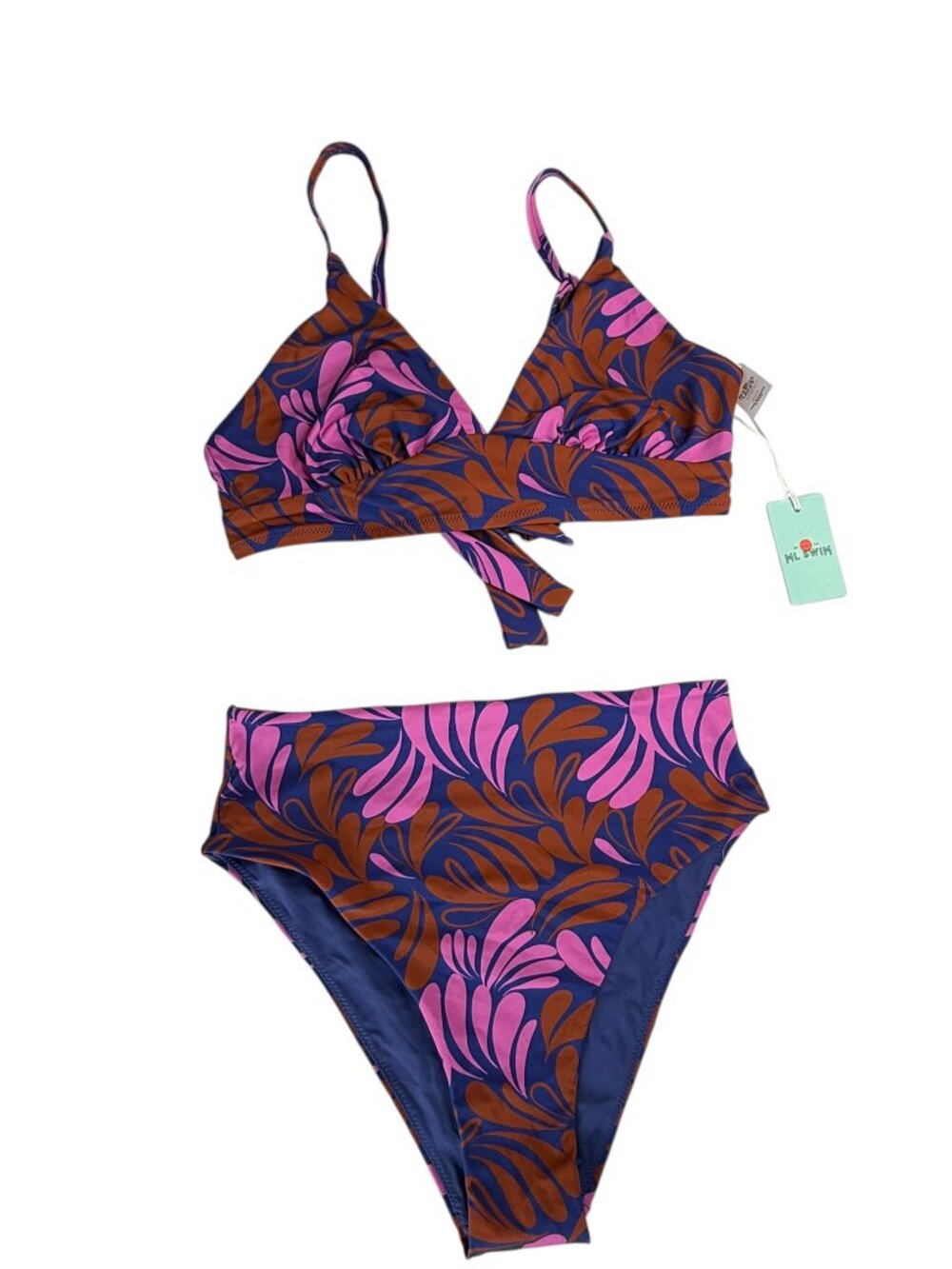 New NWT Marine Layer Bikini Swimsuit Blue Pink Floral. "Plunge Bikini Auburn"